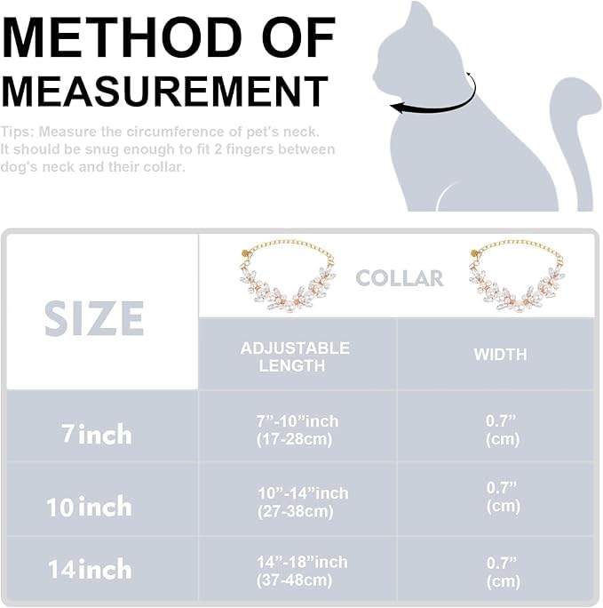 HOWWFALY Dog Cat Pearl Collars with Cute Pet Paw Gold Chain Stainless Steel Collars Necklace Adjustable Collar Dog Chain Cat White Pearl Pet Collar (White, L) - color: White, size: Large