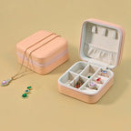 Travel Jewelry Case 2 Pack Mini Travel jewelry Box Portable Organizer Women Girls Gift Box for Rings Earrings Necklaces Bracelets - color: Pink