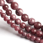 About 35pcs 10mm Natural Stone Beads Lepidolite Beads Crystal Gemstone for Jewelry Making, DIY Bracelet Necklace - color: Lepidolite, size: 10mm