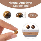 Fashewelry 50Pcs Natural Tiger Eye Cabochon Stone Half Round Beads 10mm Tiny Flat Back Gemstone Chakra Healing Crystal Cover Cabs for Jewelry Making - color: 2-Tiger Eye, size: 10x4~5mm