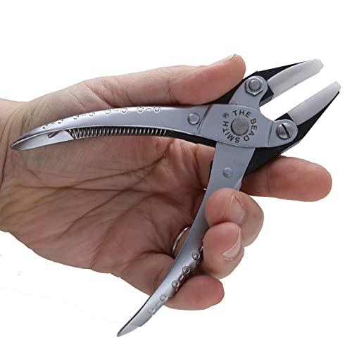 The Beadsmith Parallel Pliers – Double Nylon Flat Nose Jaws – Uniform Pressure to Provide a Consistent Grip – Textured Metal Handles – Replacement Jaws Included – Steel Tool for Jewelry Making - style: Nylon Flat Nose - 140mm