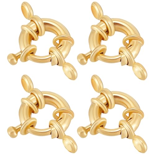 Beebeecraft 1 Box 10Pcs Spring Ring Clasps 14K Gold Plated Round Necklace Spring Clasps Close Ring Link Connector Charms Trigger Clasp Findings for Jewelry Making Bracelet DIY Crafts - color: Gold, size: 15mm