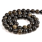 HAAMIIQII 6mm Natural Black Gold Obsidian Beads Round Loose Gemstone Beads for Jewelry Making Strand 15 Inch (60-65pcs) - color: Black Gold Obsidian, size: 6mm 60pcs