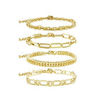 Waterproof Gold Chain Bracelet For Women Non Tarnish,14K Gold Plated Link Dainty Bracelets Stake Layered Bracelet Set Hypoallergen Gold Jewelry - color: Style-11