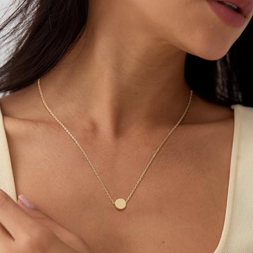 Valloey Rover Gold Necklace for Women 14K Gold Plated Circle Cubic Zirconia Pendant Necklace Dainty Twist Rope Chain Necklace Simple Jewelry Gift for Women - style: Gold-dot