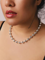 Sacina Y2k Aesthetic Emo Beaded Ball Chain Necklace, Gothic Punk Grunge Necklace, Christmas Jewelry Gift - color: Silver, size: 20 in