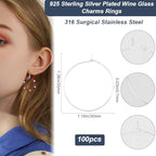Beebeecraft 1 Box 100Pcs Hoop Ear Wires 316 Stainless Steel Earring Round Loops Findings Wine Glass Charm Rings for Beading Jewelry Making 30mm - color: Silver, size: 30mm