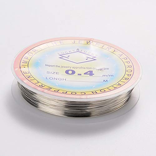 49.21Feet/15m 26 Gauge Copper Wire 0.4mm Jewelry Beading Wire Silver Metal Craft Artistic Coil Wire - color: Silver, size: 26 Gauge