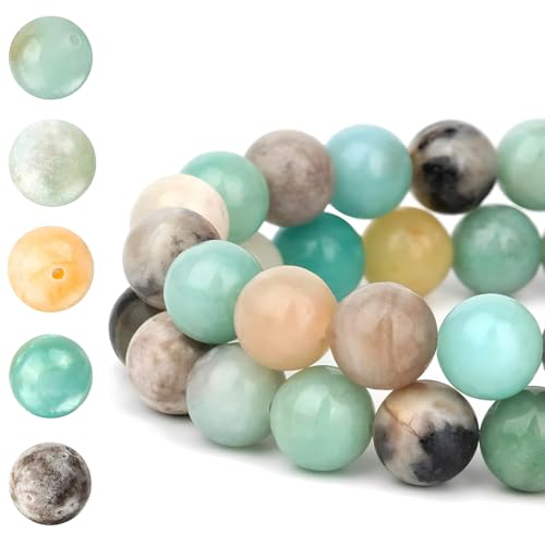 HAAMIIQII 6mm Natural Blue Amazonite Beads Round Gemstone Loose Beads for Jewelry Making 2 Strands (120-130pcs) - color: Blue Amazonite, size: 6mm (120-130pcs)