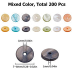 SUNNYCLUE 1 Box 200Pcs Shell Disc Beads Flat Shell Beads Freshwater Seashells Colorful Flat Round Summer Ocean Sea Loose Spacers for Jewelry Making DIY Bracelets Necklaces Earrings