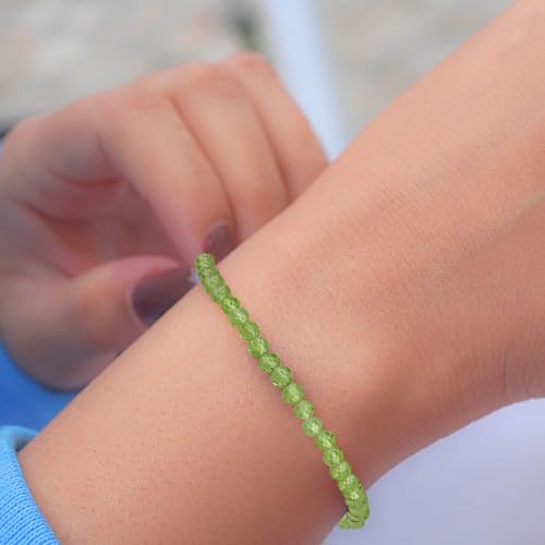 Faceted Bracelet for Women, Certified 925 Sterling Silver with 18K Gold Vermeil Healing Crystal Bracelets for Women - Crystals and Healing Stone Bracelet Women Jewelry for Gift - color: peridot