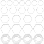80 Pcs 4 Sizes Hexagon Open Bezel Blank Open Back Bezel Pendants Metal Frame Open Bezel Linking Ring for Dangling Earrings Necklace UV Resin Crafts DIY Jewelry Making (Silver) - color: Hexagon-silver