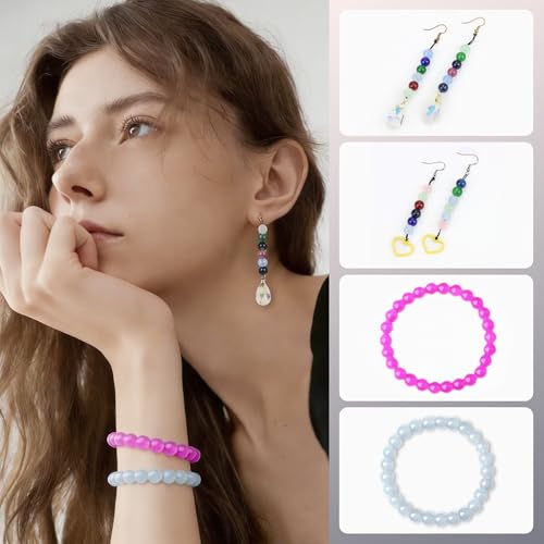 500Pcs Pink Red Glass Beads for Jewelry Making Kit, 6mm Round Crystal Beads for Bracelet Necklaces Earring DIY Crafts Bracelets Kits (Pink Red) - color: Pink Red