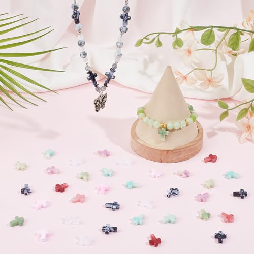 SUNNYCLUE 280Pcs 7 Styles Crosses Beads Crucifix Beads Small Acrylic Easter Pink White Rosary Sunday Loose Spacer Plastic Cross Beads for Bracelets Beading Necklaces Keychains Making Supplies Women - style: Cross 2