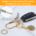 3pcs Gold Key Ring Gold Carabiner With 6 O-Rings Brass Key Rings Bulk Keychain Locking Chain Organizer Holder Screw Lock Keychain Clip Purse Bag Charm Clip Security for Keys Charms for Handbags