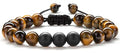 Hamoery Men Women 8mm Tiger Eye Stone Beads Bracelet Elastic Natural Stone Yoga Bracelet Bangle - color: Tiger Eye Matte-21018