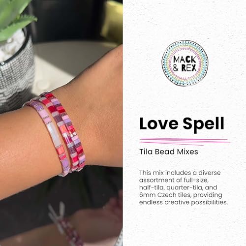 Mack & Rex Love Spell Tila Bead Mix - Full, Half, Quarter Size & 6mm - Pink & Purple - Glass - Modern & Contemporary - 5-10 Pieces - color: Love Spell, size: 10 Gram Bag