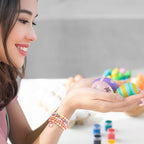 Emibele Colorful Stretch Bracelet Stack Boho Beaded Bracelet Set Heishi Surfer Bracelet Stackable Y2K Trendy Jewelry Friendship Multiple Set Women Fans - style: Colorful Easter 5PCS