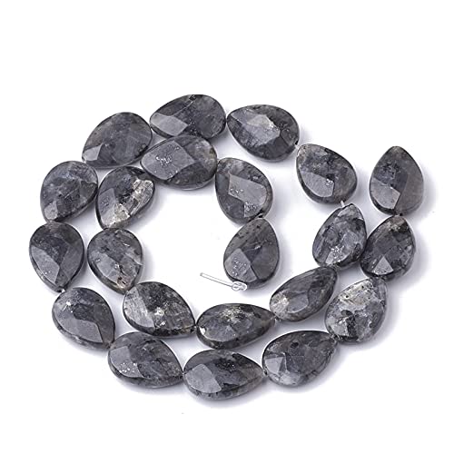 Craftdady 40pcs Faceted Teardrop Natural Labradorite Beads Energy Healing Crystal Gemstone Loose Beads Polished Chakra Stone Loose Beads 18x13mm for DIY Jewelry Crafts - color: Labradorite