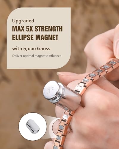 Jecanori Pure Copper Bracelet for Women,Copper Magnetic Bracelet With 3500 Gauss Magnets, Adjustable Jewelry Gift with Sizing Tool - color: Polished Copper
