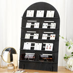 DoubleFill 5 Tier Wooden Earring Display for Vendor Arch Jewelry Display Stand Rack with Adjustable Height for Retail Selling - color: Black