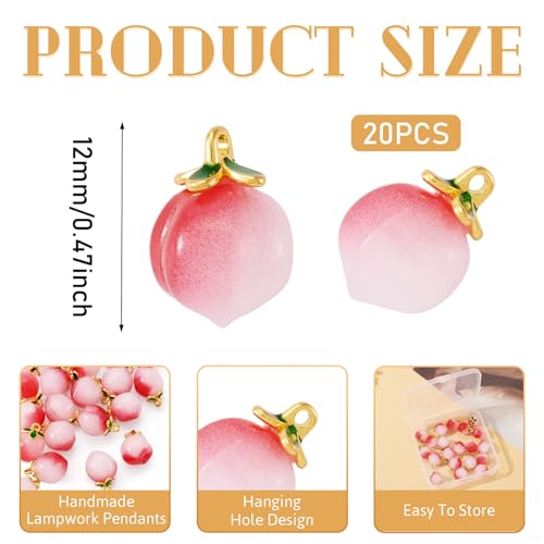 Craftdady Fruit Dangle Charms Pendants Cute Resin Food Pendants Apple Orange Pineapple Strawberry Pendants Lovely Vegetable Mushroom Charms for DIY Craft Earring Bracelet Necklace Jewelry Making - color: Pink Peach