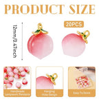 Craftdady Fruit Dangle Charms Pendants Cute Resin Food Pendants Apple Orange Pineapple Strawberry Pendants Lovely Vegetable Mushroom Charms for DIY Craft Earring Bracelet Necklace Jewelry Making - color: Pink Peach