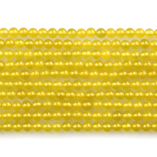 MJDCB 320pcs Natural Small Stone Beads 2mm Yellow Agate Round Smooth Loose Gemstone Bead for Jewelry Making Bracelets Earrings Necklaces Accessories - color: Yellow Agate
