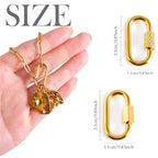 Stainless Steel Screw Carabiner Lock Charms, 18K Gold Plated, 6 Pieces, Jewelry Making Connectors, 0.83 x 0.43 Inch, Necklace Charm Holder Clasps (6)