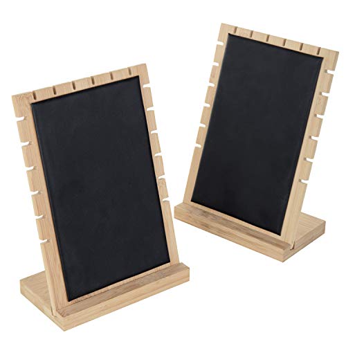 MyGift Modern Bamboo Necklace Jewelry Tabletop Display Boards, Set of 2,Black - color: Black