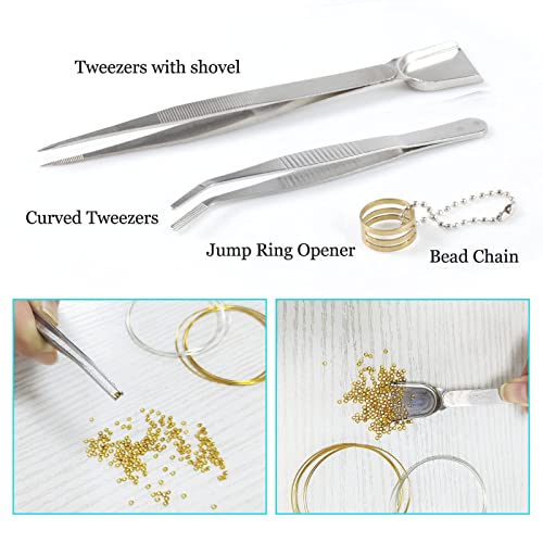 SPEEDWOX 3" Jewelry Pliers Set, 10 Pack Include Wire Cutters Bent Nose Pliers Round Nose Pliers Long Nose Pliers End Nipper Flat Nose Pliers, with Storage Pouch Tweezers with Shovel for DIY Craft - style: 3" Pliers Set