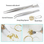 SPEEDWOX 3" Jewelry Pliers Set, 10 Pack Include Wire Cutters Bent Nose Pliers Round Nose Pliers Long Nose Pliers End Nipper Flat Nose Pliers, with Storage Pouch Tweezers with Shovel for DIY Craft - style: 3" Pliers Set