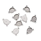 FASHEWELRY 100Pcs Tibetan Style Alloy Oval Bezel Pendant Trays 8x10mm Chandelier Components Links 3 Loops Base Connector Settings for DIY Jewelry Making - color: 8x10mm-100Pcs