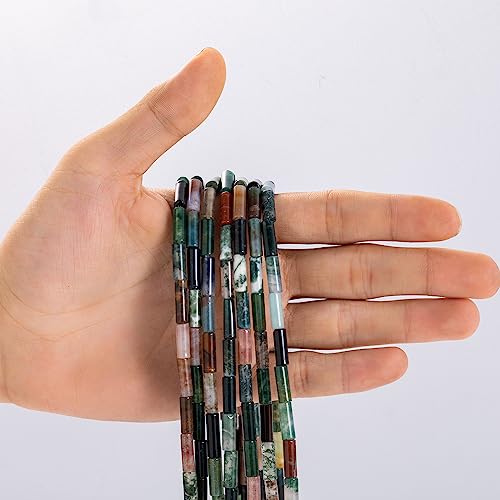 Natural Indian Agate Cylinder Tube Beads 4x13mm 38cm/str Loose Semi Gemstone Stone Beads for Making Bracelets Necklace Earrings - color: Indian Agate, size: 4x13mm Cylinder
