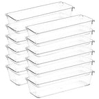 12 Pack Drawer Organizer - 3" X 9" Clear Acrylic Storage Bins with Non-Slip Pads, Versatile Desk Tray for Makeup, Jewelry, Kitchen, Bathroom, and Office Organization - size: 3"X 9"