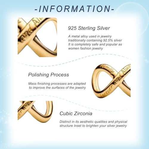 925 Sterling Silver Charms for Bracelets Gold Love and Heart Charms Cherry Blossom Dangle Beads Jewelry for Women - color: Gold Infinity Love