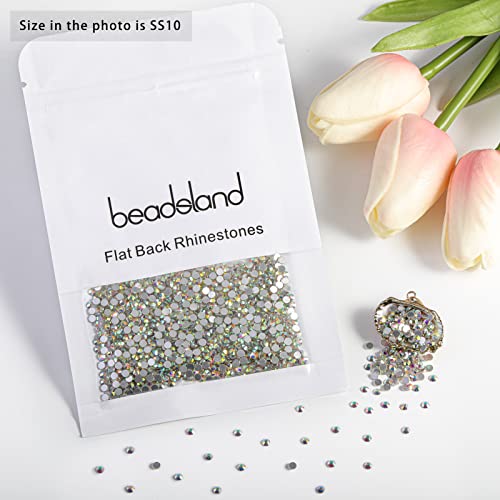 beadsland 1440pcs Flat Back Crystal Rhinestones Round Gems for Nail Art and Craft Glue Fix, CrystalAB, SS10, 2.7-2.9mm - color: Crystal AB, size: SS10/1440pcs