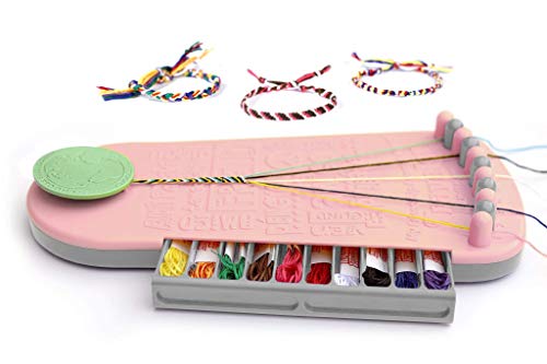 Choose Friendship Bracelet Making Kit – 20 Pre-Cut Threads, Portable Loom with Storage, Makes 8 Bracelets, Craft Gift for Kids Ages 8+, Blush Pink “Macaroon” - color: Macaroon