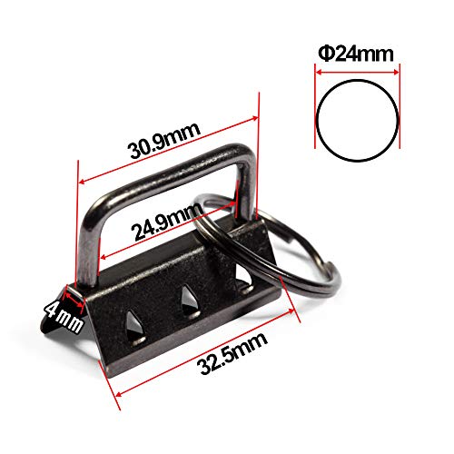 SPEEDWOX Glass Breaking Pliers with Rubber Tips and 20 Pcs 1.25 Inch Key Fob Hardware Set with Keychain Split Rings Webbing Fabric Strapping Wristlet Set Antique Black Hand Tools - size: 1.25" Antique Black