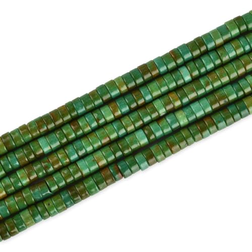 170pcs 4x2mm Green Turquoise Heishi Disc Rondelle Spacer Natural Stone Semi Precious Gemstone Loose Beads for Jewelry Making 15 inch - color: Green Turquoise, size: 4x2mm