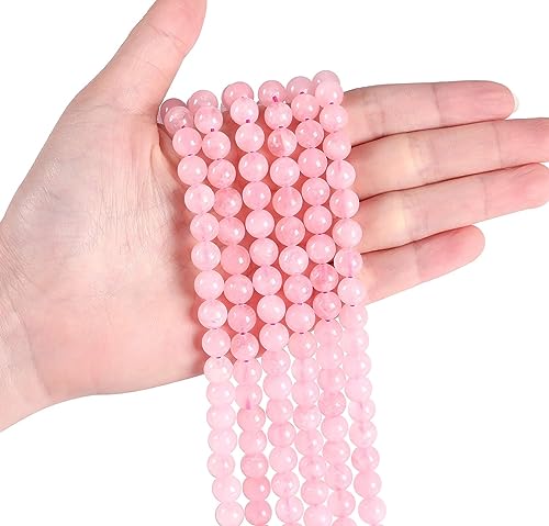 LAIDANLA Rose Quartz 6mm Natural Stone Beads Round Loose Gemstone Stone Beads for DIY Bracelet Necklace Earrings Jewelry Making Polishing Genuine Real Beading Crystal 96PCS 2 Strand 32" - color: K-Rose Quartz, size: 6mm
