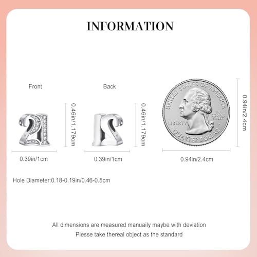 Mothers Day Birthday Number Love Family Friendship Graduation Auntie Grandma Dad Mom Charms for Pandora Bracelets Necklaces, Gifts Women, for Anniversary Valentines Christmas - style: Number 21 Charm Silver