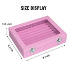 Vicoter Rings Organizer Tray 7 Slots Velvet Jewelry Earring Storage Box with Transparent lid Jewelry Display Case for Girls Wife Mom Women (Pink) - color: Pink