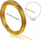 TecUnite 15 Gauge 32.8 Feet Aluminum Wire, Bendable Metal Craft Wire 1.5 mm Thickness Gold Wires for Making Dolls Skeleton DIY Crafts Floral Making Sculpting Wreath Wrapping Beading