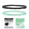 NCB 2.3-Piece 4mm Natural Crystal Gemstone Stretch Bracelets – Handmade Reiki Energy Healing Jewelry for Meditation,Yoga, Unisex - color: 2PCS ( Black Onyx+Green Aventurine ), size: 4mm