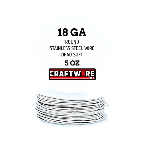 Solid Bare Stainless Steel Wire Round Selection, Dead Soft, 5OZ, 18 Gauge - color: Stainless Steel, size: Stainless Steel 5 OZ - 18 GA