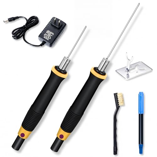 Konohan 2 Pcs Hot Wire Electric Foam Cutting Pen, Foam Cutter Kit | Higher Temperature | 2 Needle | Heat-Insulated Handle | Metal Stand | Cleaning Brush | Marker Pen | Heat Carving Tool for EVA Board