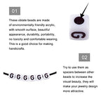 240pcs Opaque Acrylic Letter G Cube Beads White Plastic Alphabet Loose Spacer Square Beads 4-5mm for DIY Name Bracelet Necklace Jewelry Crafts Making Hole: 1.8mm - color: Letter G#White and Black