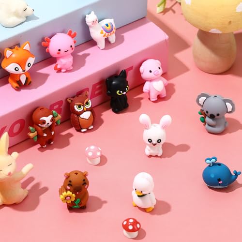 Watersay 12 Pcs 3D Silicone Focal Beads Pens Beads Bulk for Beadable Keychain DIY Crafts Necklace Bracelet Phone Chain Charms Jewelry Making (Animals B) - style: Animals B