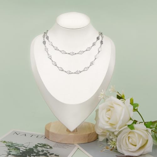 KYUNHOO 13 Feet Necklace Making Chains Bulk for Crafting Stainless Steel Silver Chain Spool with Lobster Clasps Jump Rings for Jewelry Making - color: Hand Silver